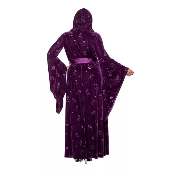 Spirit Halloween Celestial Purple Hooded Robe Mystic Dress Costume Plus Size - Picture 3 of 11